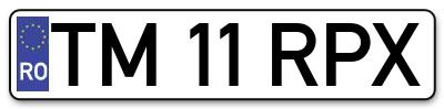 Placuta inmatriculare numar auto  TM-11-RPX, TM 11 RPX, TM11RPX