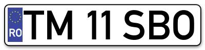 Placuta inmatriculare numar auto  TM-11-SBO, TM 11 SBO, TM11SBO