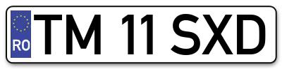 Placuta inmatriculare numar auto  TM-11-SXD, TM 11 SXD, TM11SXD