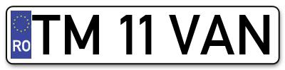 Placuta inmatriculare numar auto  TM-11-VAN, TM 11 VAN, TM11VAN