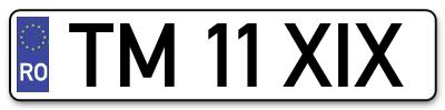 Placuta inmatriculare numar auto  TM-11-XIX, TM 11 XIX, TM11XIX