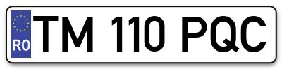 Placuta inmatriculare numar auto  TM-110-PQC, TM 110 PQC, TM110PQC
