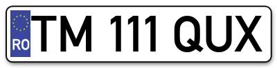 Placuta inmatriculare numar auto  TM-111-QUX, TM 111 QUX, TM111QUX