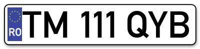 Placuta inmatriculare numar auto  TM-111-QYB, TM 111 QYB, TM111QYB
