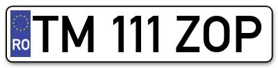 Placuta inmatriculare numar auto  TM-111-ZOP, TM 111 ZOP, TM111ZOP