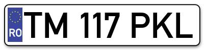 Placuta inmatriculare numar auto  TM-117-PKL, TM 117 PKL, TM117PKL