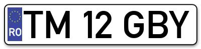 Placuta inmatriculare numar auto  TM-12-GBY, TM 12 GBY, TM12GBY