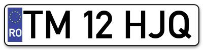 Placuta inmatriculare numar auto  TM-12-HJQ, TM 12 HJQ, TM12HJQ