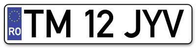 Placuta inmatriculare numar auto  TM-12-JYV, TM 12 JYV, TM12JYV