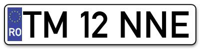 Placuta inmatriculare numar auto  TM-12-NNE, TM 12 NNE, TM12NNE