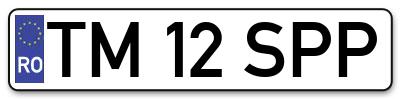 Placuta inmatriculare numar auto  TM-12-SPP, TM 12 SPP, TM12SPP