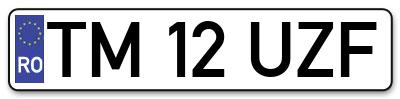 Placuta inmatriculare numar auto  TM-12-UZF, TM 12 UZF, TM12UZF