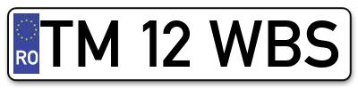 Placuta inmatriculare numar auto  TM-12-WBS, TM 12 WBS, TM12WBS