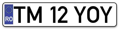 Placuta inmatriculare numar auto  TM-12-YOY, TM 12 YOY, TM12YOY