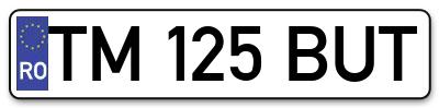 Placuta inmatriculare numar auto  TM-125-BUT, TM 125 BUT, TM125BUT