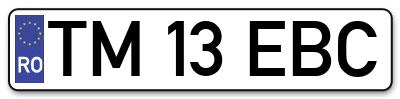 Placuta inmatriculare numar auto  TM-13-EBC, TM 13 EBC, TM13EBC