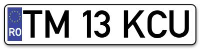 Placuta inmatriculare numar auto  TM-13-KCU, TM 13 KCU, TM13KCU