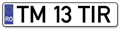 Placuta inmatriculare numar auto  TM-13-TIR, TM 13 TIR, TM13TIR