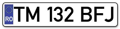 Placuta inmatriculare numar auto  TM-132-BFJ, TM 132 BFJ, TM132BFJ