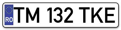 Placuta inmatriculare numar auto  TM-132-TKE, TM 132 TKE, TM132TKE