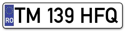 Placuta inmatriculare numar auto  TM-139-HFQ, TM 139 HFQ, TM139HFQ