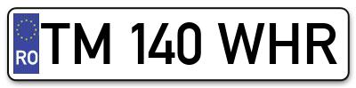 Placuta inmatriculare numar auto  TM-140-WHR, TM 140 WHR, TM140WHR