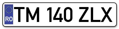 Placuta inmatriculare numar auto  TM-140-ZLX, TM 140 ZLX, TM140ZLX