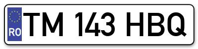 Placuta inmatriculare numar auto  TM-143-HBQ, TM 143 HBQ, TM143HBQ