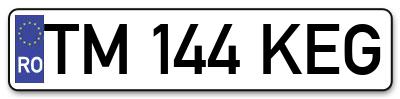 Placuta inmatriculare numar auto  TM-144-KEG, TM 144 KEG, TM144KEG
