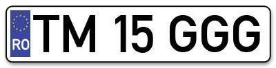 Placuta inmatriculare numar auto  TM-15-GGG, TM 15 GGG, TM15GGG