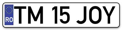 Placuta inmatriculare numar auto  TM-15-JOY, TM 15 JOY, TM15JOY