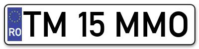 Placuta inmatriculare numar auto  TM-15-MMO, TM 15 MMO, TM15MMO