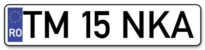 Placuta inmatriculare numar auto  TM-15-NKA, TM 15 NKA, TM15NKA