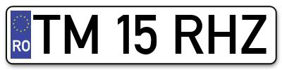 Placuta inmatriculare numar auto  TM-15-RHZ, TM 15 RHZ, TM15RHZ