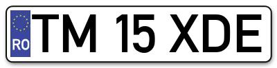 Placuta inmatriculare numar auto  TM-15-XDE, TM 15 XDE, TM15XDE