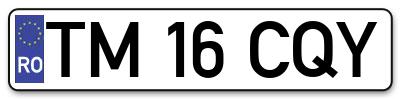 Placuta inmatriculare numar auto  TM-16-CQY, TM 16 CQY, TM16CQY