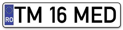 Placuta inmatriculare numar auto  TM-16-MED, TM 16 MED, TM16MED