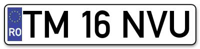 Placuta inmatriculare numar auto  TM-16-NVU, TM 16 NVU, TM16NVU
