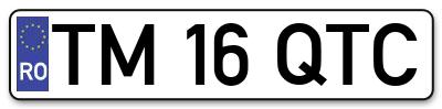 Placuta inmatriculare numar auto  TM-16-QTC, TM 16 QTC, TM16QTC