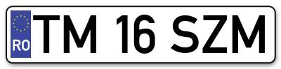 Placuta inmatriculare numar auto  TM-16-SZM, TM 16 SZM, TM16SZM