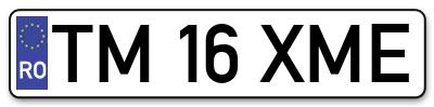 Placuta inmatriculare numar auto  TM-16-XME, TM 16 XME, TM16XME