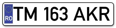 Placuta inmatriculare numar auto  TM-163-AKR, TM 163 AKR, TM163AKR