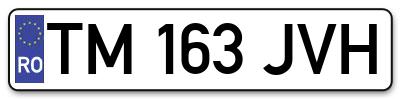 Placuta inmatriculare numar auto  TM-163-JVH, TM 163 JVH, TM163JVH