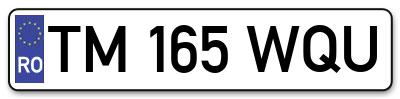 Placuta inmatriculare numar auto  TM-165-WQU, TM 165 WQU, TM165WQU