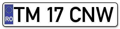 Placuta inmatriculare numar auto  TM-17-CNW, TM 17 CNW, TM17CNW