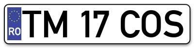Placuta inmatriculare numar auto  TM-17-COS, TM 17 COS, TM17COS