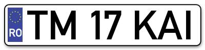 Placuta inmatriculare numar auto  TM-17-KAI, TM 17 KAI, TM17KAI
