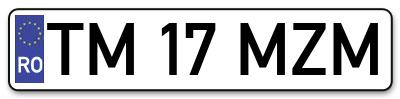 Placuta inmatriculare numar auto  TM-17-MZM, TM 17 MZM, TM17MZM