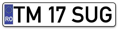 Placuta inmatriculare numar auto  TM-17-SUG, TM 17 SUG, TM17SUG