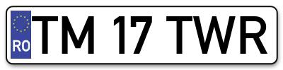 Placuta inmatriculare numar auto  TM-17-TWR, TM 17 TWR, TM17TWR